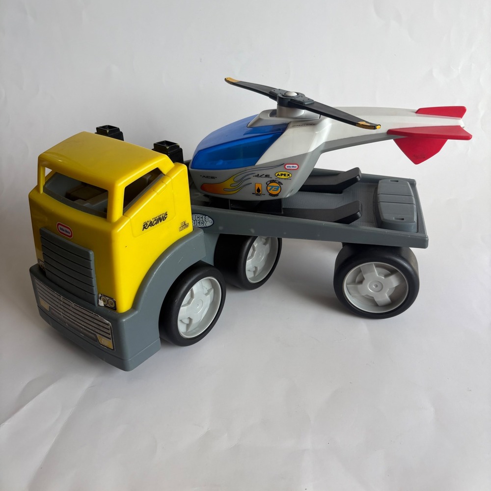 VTG Little Tikes Rugged Riggz Full Throttle Racing Semi Truck and Helicopter Ace